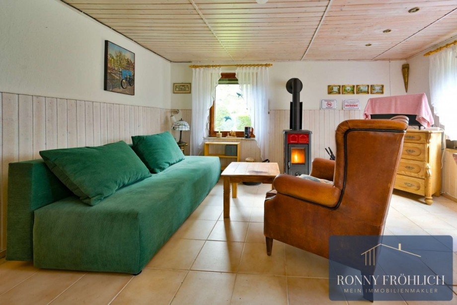 Wohnbereich mit Kaminofen Haus Burkhardtsdorf