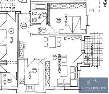 Grundriss Wohnung + Keller Souterrainwohnung Stollberg/Erzgebirge