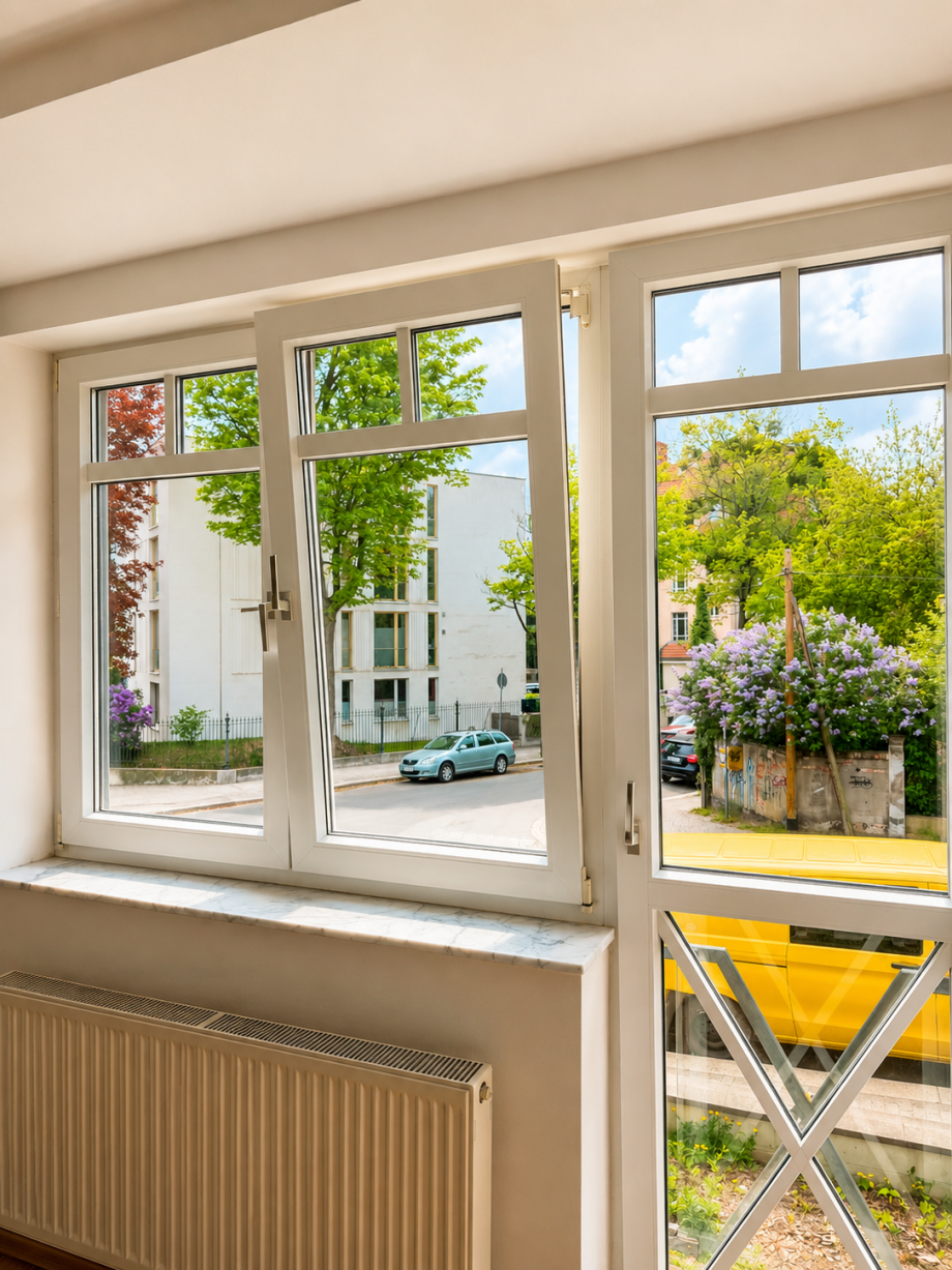 Aussicht-Wohnzimmmer Etagenwohnung Dresden