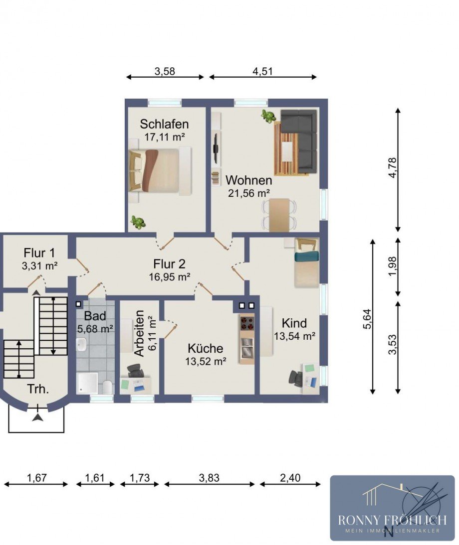 Grundriss Erdgeschosswohnung Gelenau/Erzgebirge