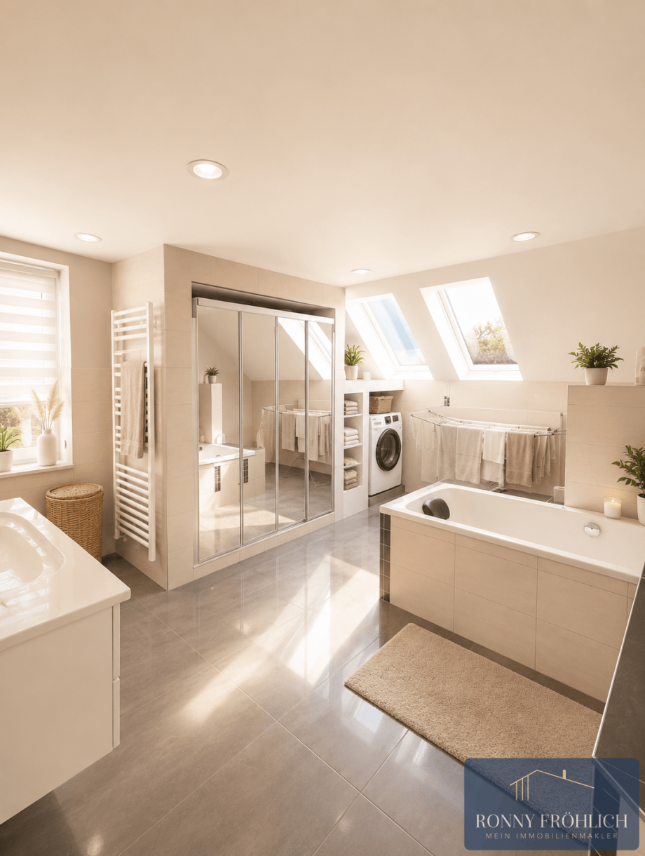 saniertes Bad m. Wanne + Dusche Dachgeschosswohnung Oelsnitz/Erzgebirge