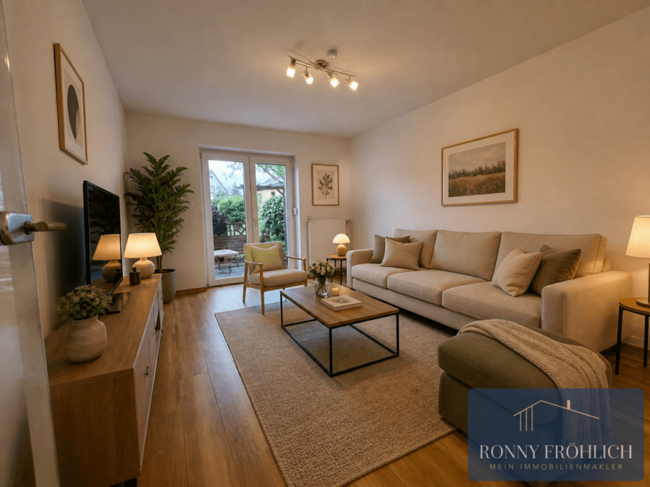 Wohnzimmer, Einrichtungsbeispiel Erdgeschosswohnung Oelsnitz/Erzgebirge