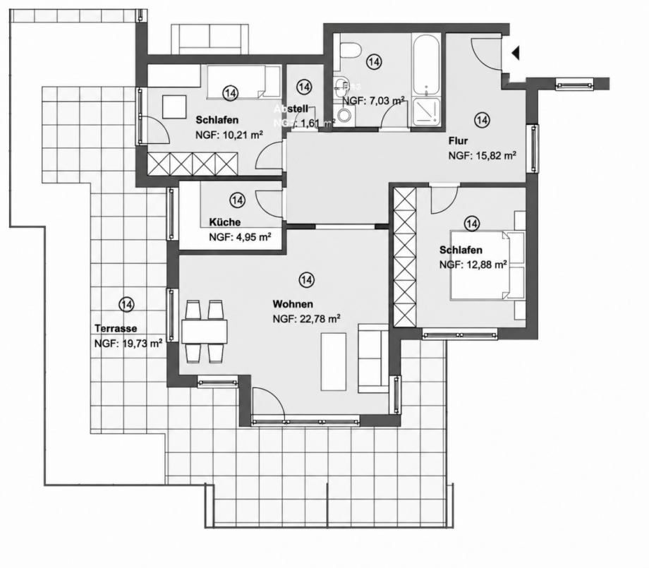 Grundriss Penthousewohnung Chemnitz