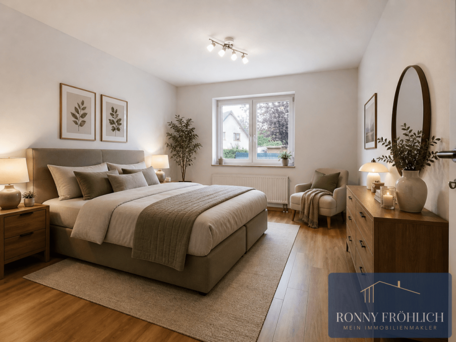 Schlafzimmer, Einrichtungsbeispiel Erdgeschosswohnung Oelsnitz/Erzgebirge